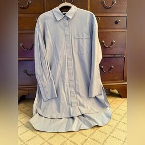 Zara Blue long sleeve button down tunic / dress/ shirt NWOT XS